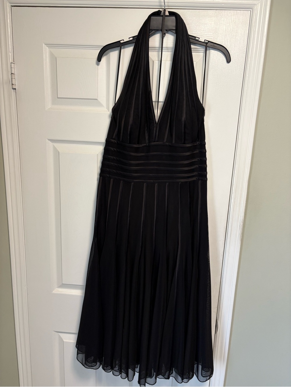 JS Collections Black One-Shoulder Halter Evening Dress